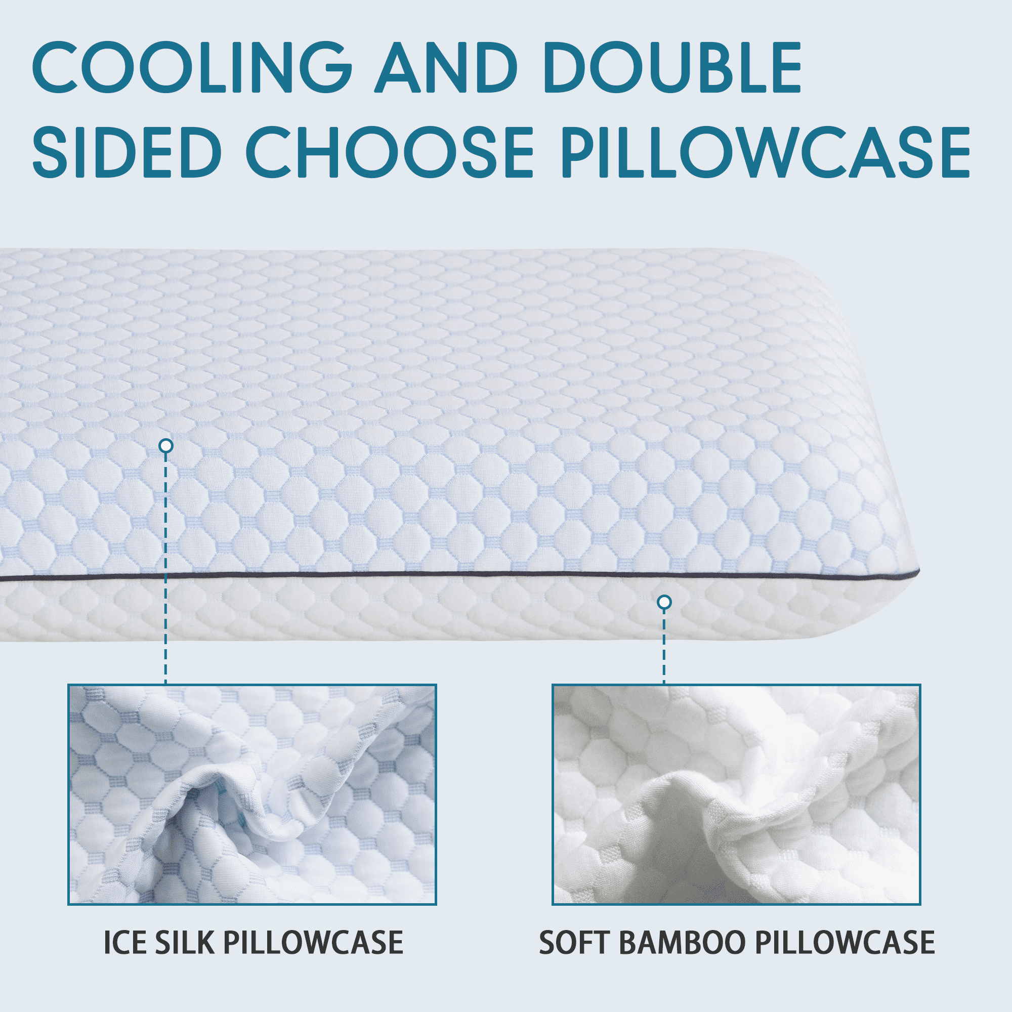 Gel Memory Foam Pillow, Queen Size Bed Pillow, Washable Cover, Cooling, Breathable Neck Pillow for Sleeping