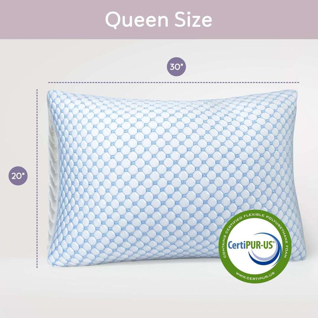 Cooling Pillows for Bed, Memory Foam Bed Pillow, Queen Pillows 20” X 28”, 2 Pack