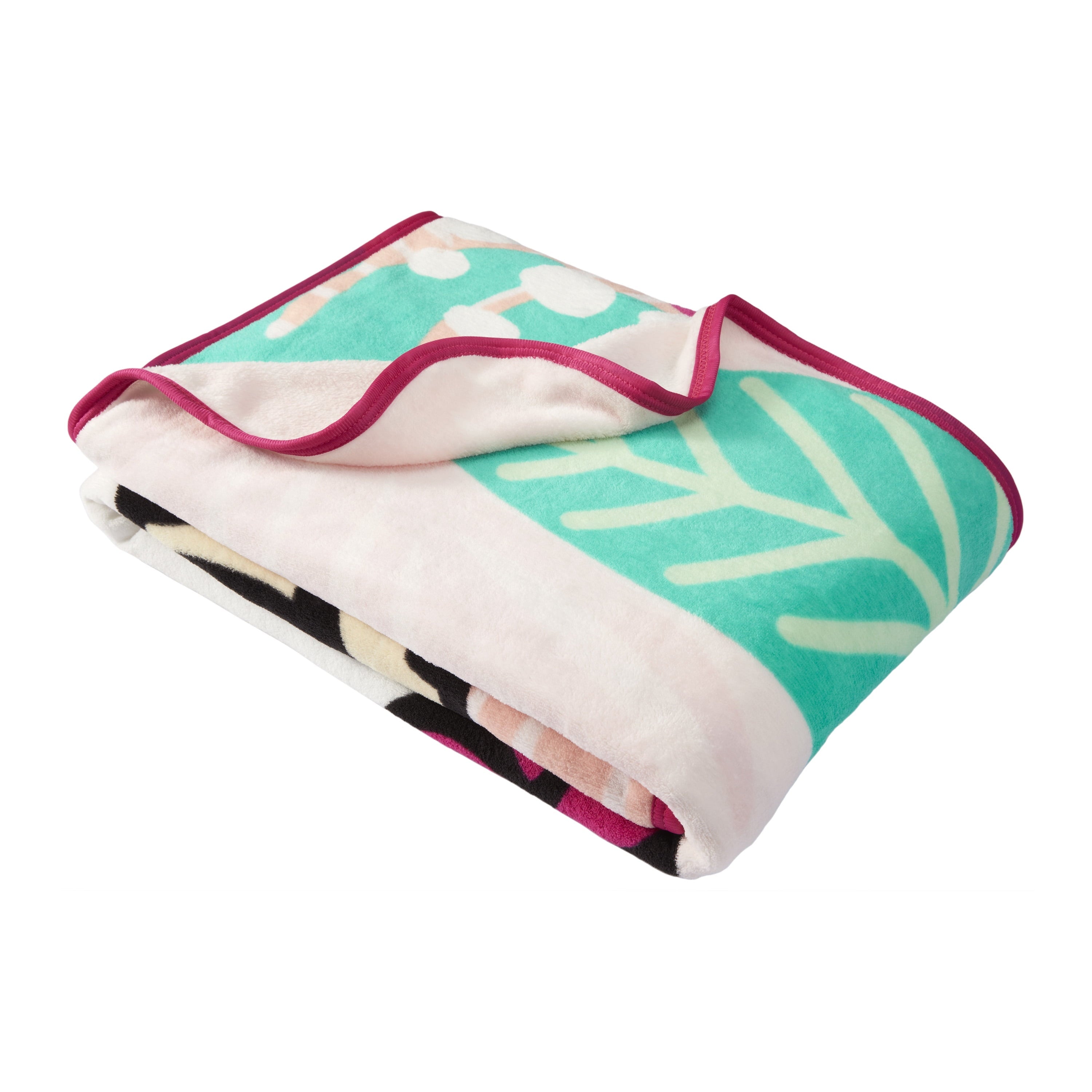 Kids Pink White Print Fleece Throw Blanket, 46 x 60