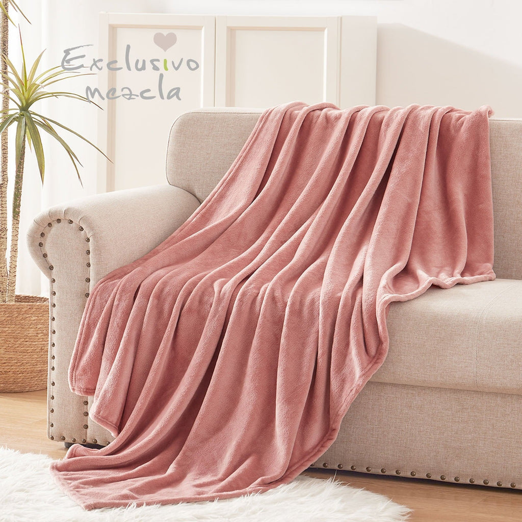Large Flannel Fleece Velvet Plush Throw Blanket - 50" x 70" (Pink)