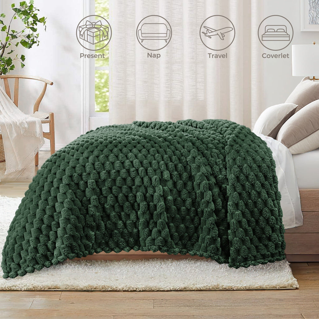 50"x60" Throw Blanket for Couch with Expanded 3D-Jacquard Pattern, Fuzzy Soft Cozy Exquisite Blankets or All Season, ...