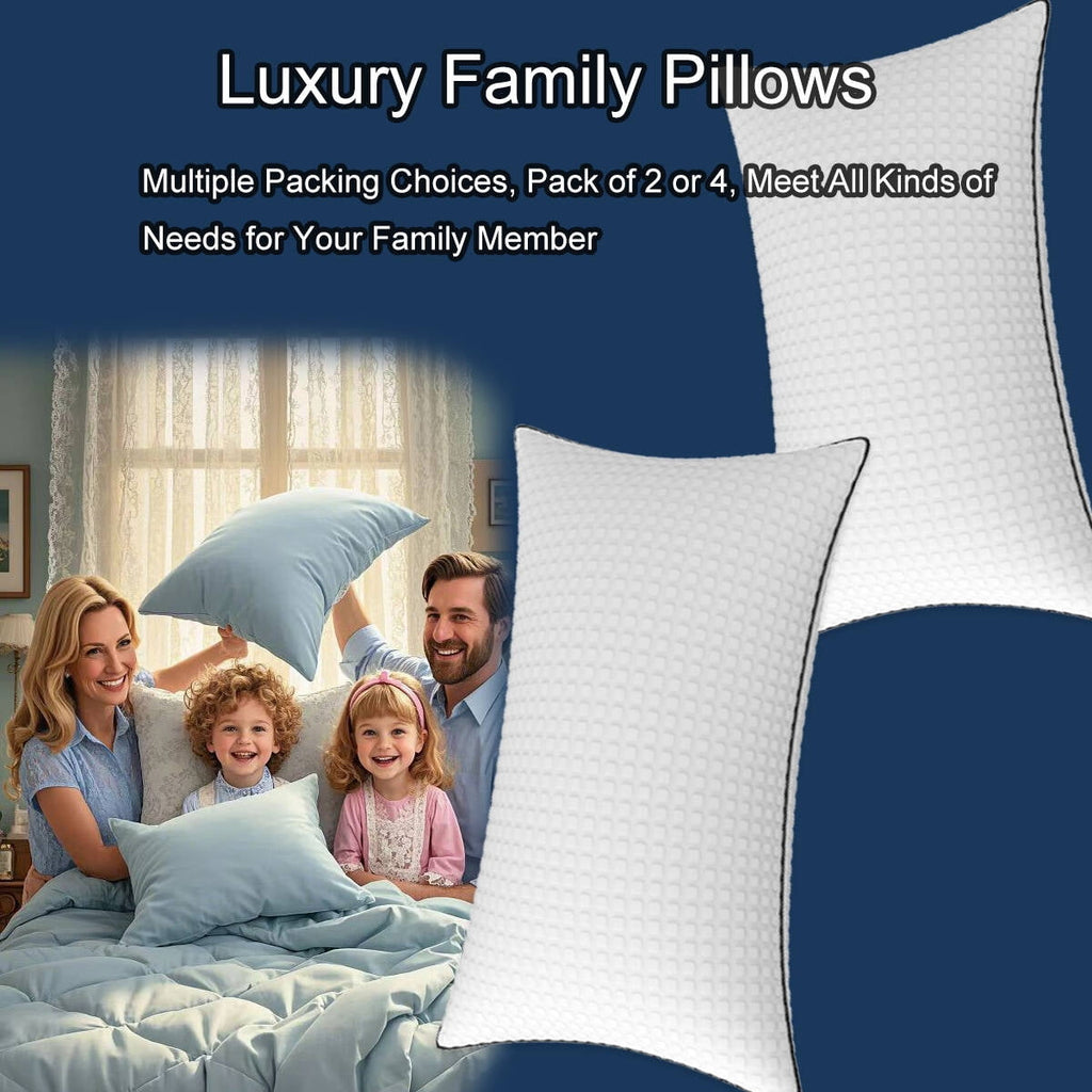 Pillows King Size Set of 2, Hotel Quality, Down Alternative Gusseted Bed Pillows for Side, Back, or Stomach Sleepers,...