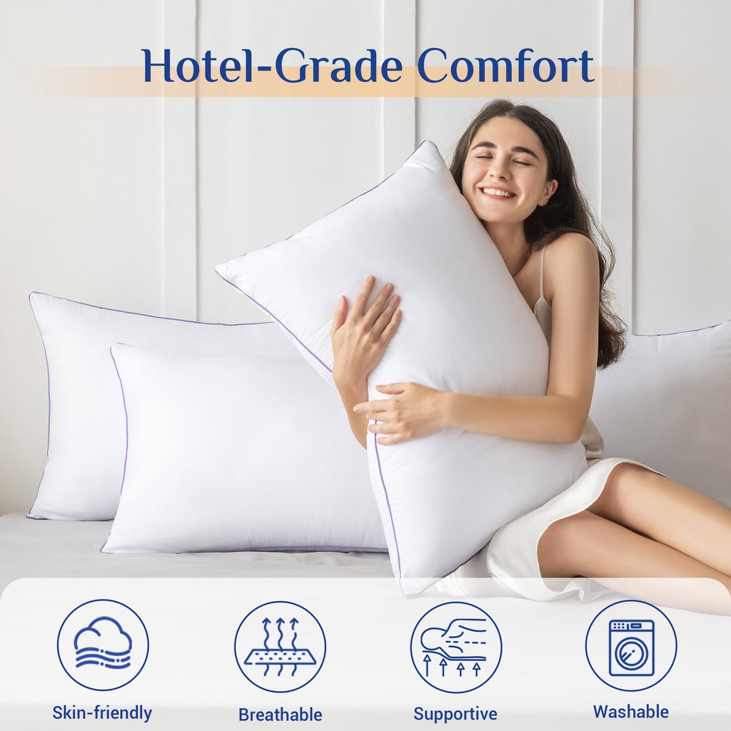 Pillows Standard Size Set of 2, Hotel Down Alternative Sleeping Bed Pillows for Side Back Stomach Sleepers
