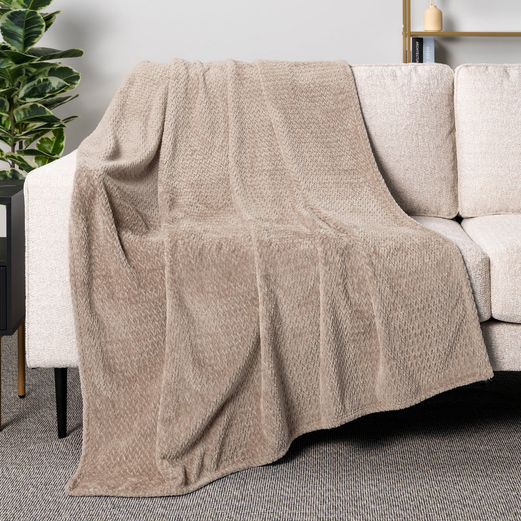 Soft Fleece Taupe Tan Throw Blanket for Couch, Lightweight Plush Warm Blankets for Bed, Fuzzy Cozy Flannel Blanket Th...