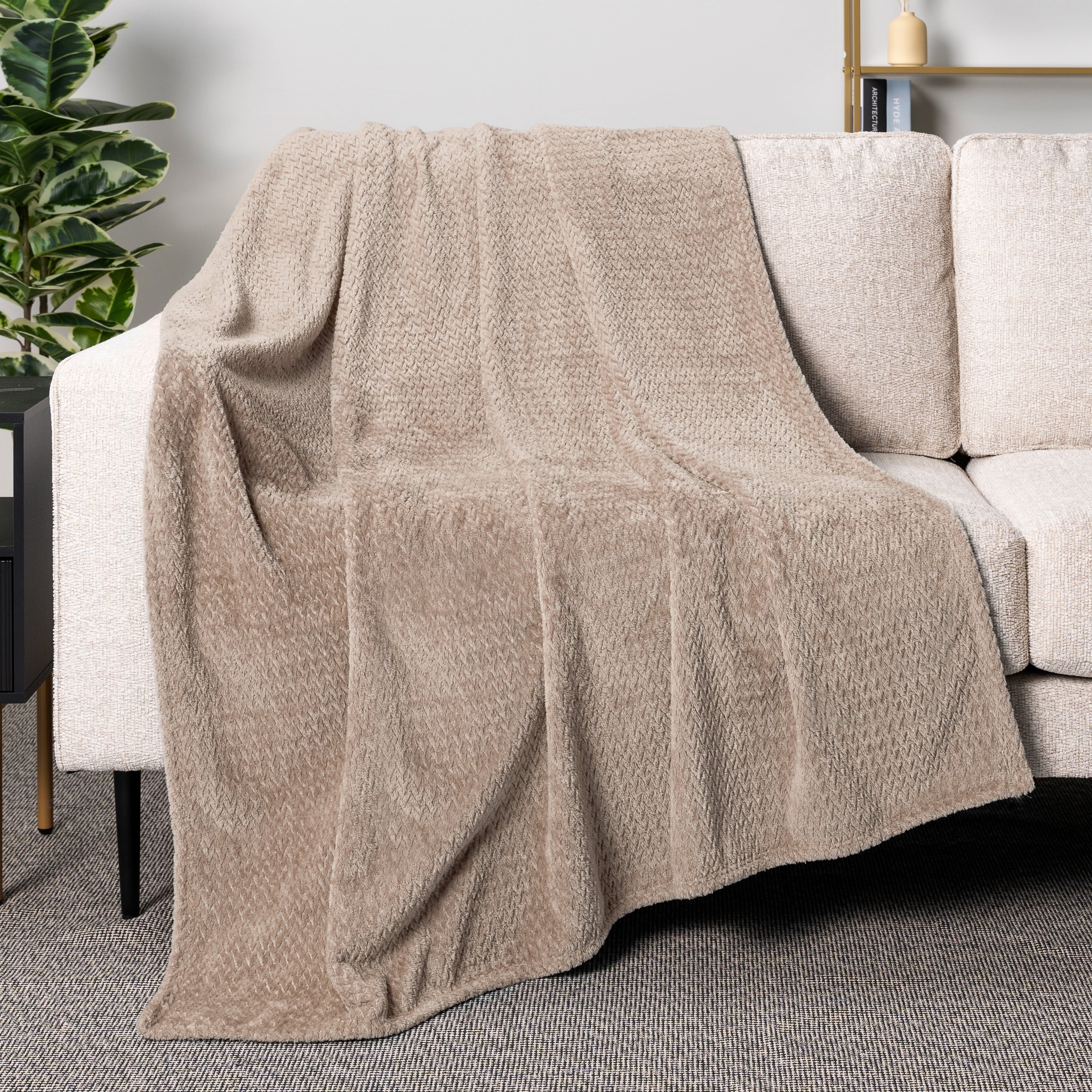 Soft Fleece Taupe Tan Throw Blanket for Couch, Lightweight Plush Warm Blankets for Bed, Fuzzy Cozy Flannel Blanket Th...