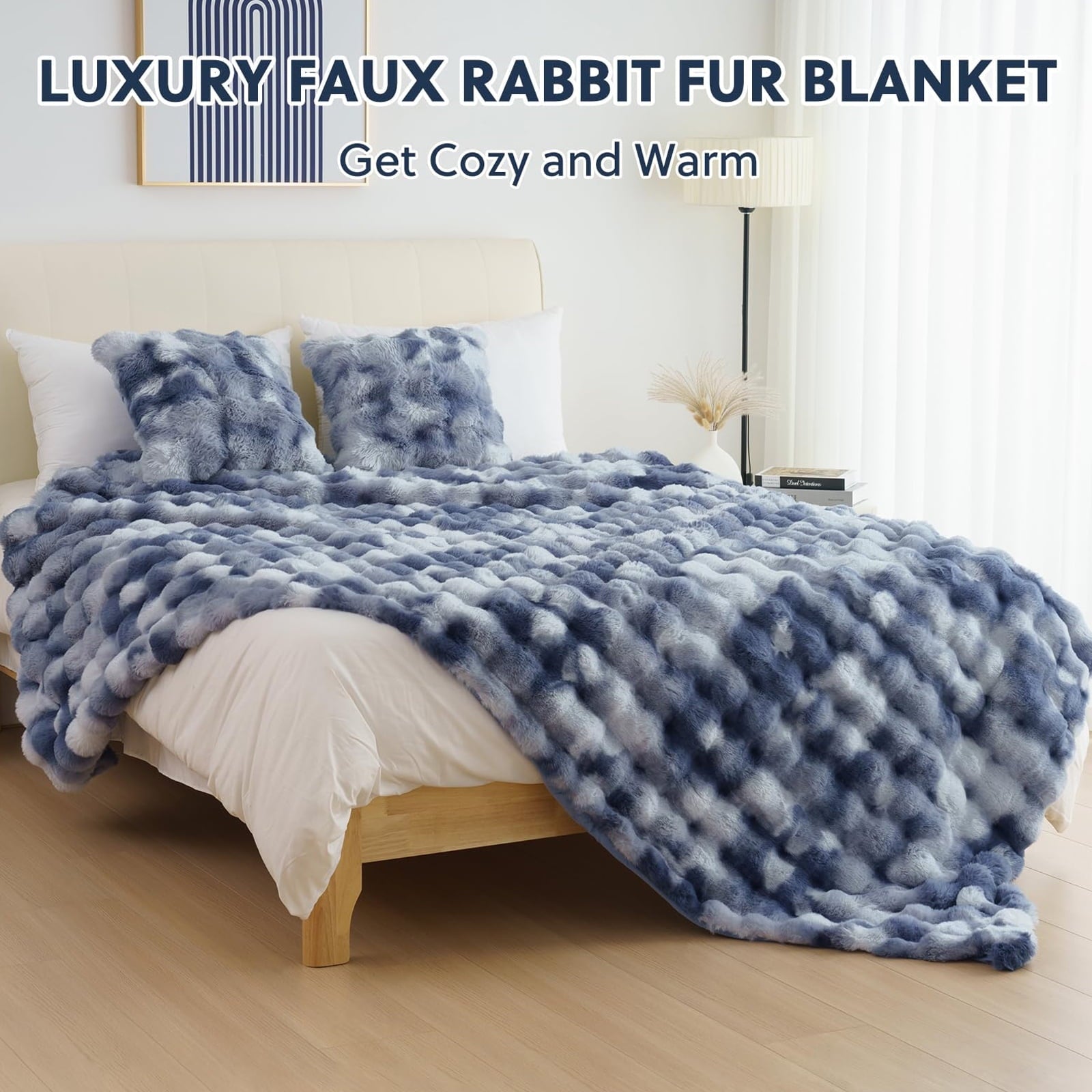 Faux Fur Throw Blanket for Couch Luxury Fluffy Thick Bubble Blanket Warm Cozy Throw for Bedroom Living Room, 50" x 60...