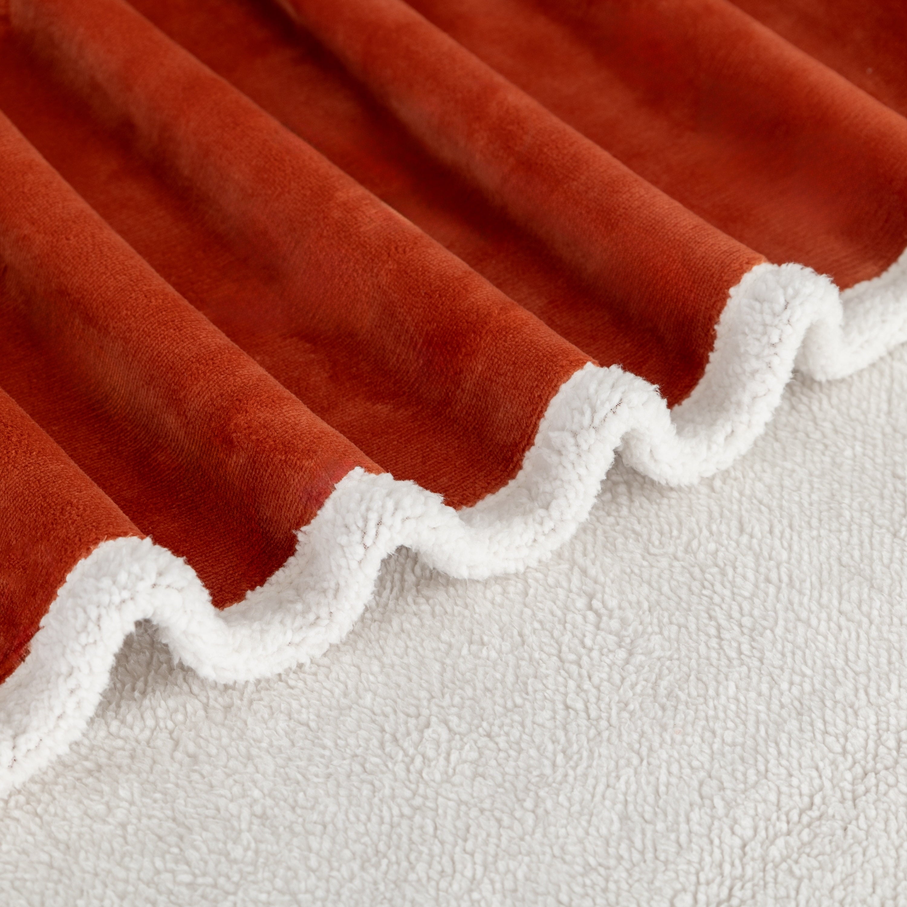 Reversible Printed Velvet Plush and Hampshire Faux Shearling Soft Throw Blanket, Standard Size, Auburn Sun