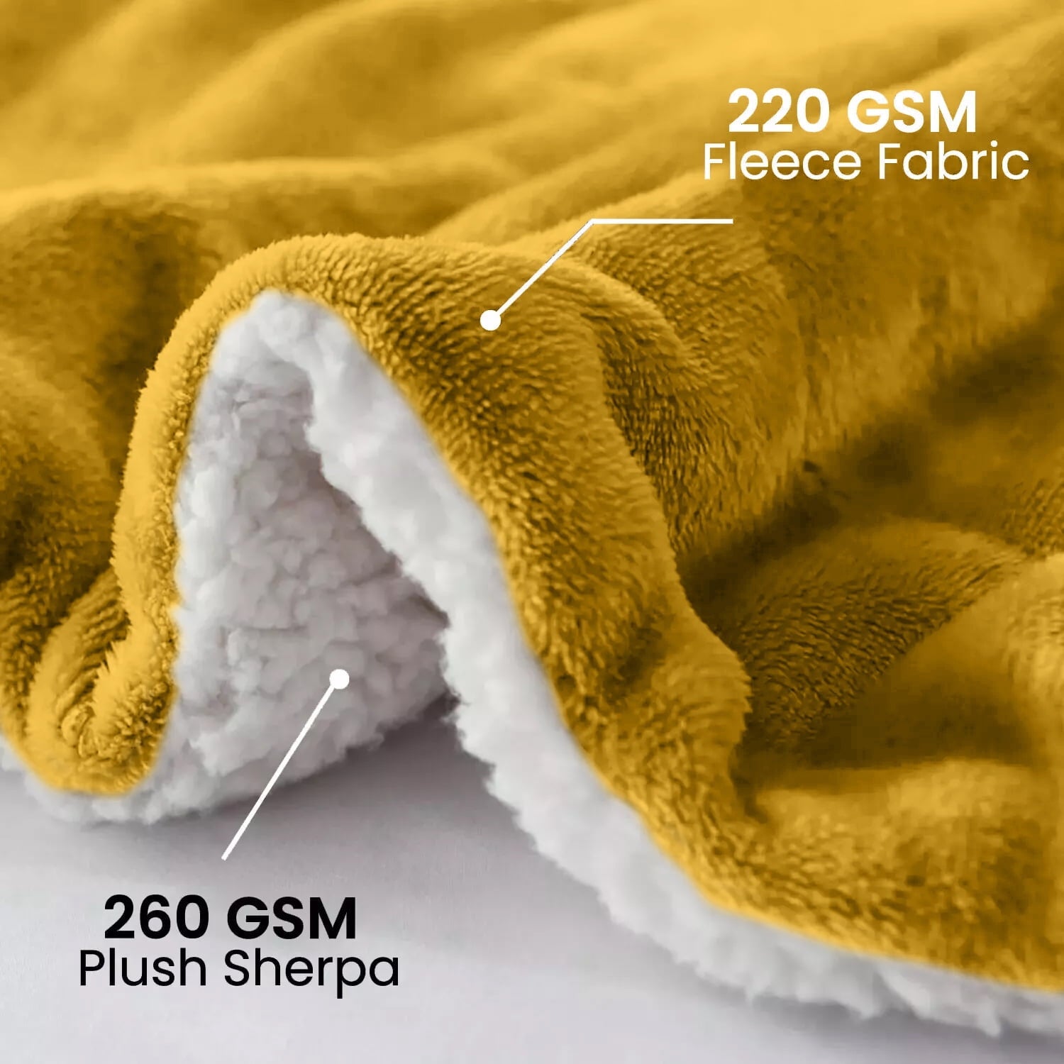 Moonlight20015 Sherpa Blanket Fluffy Plush Couch & Travel Blanket Reversible Throw Size Ochre Color