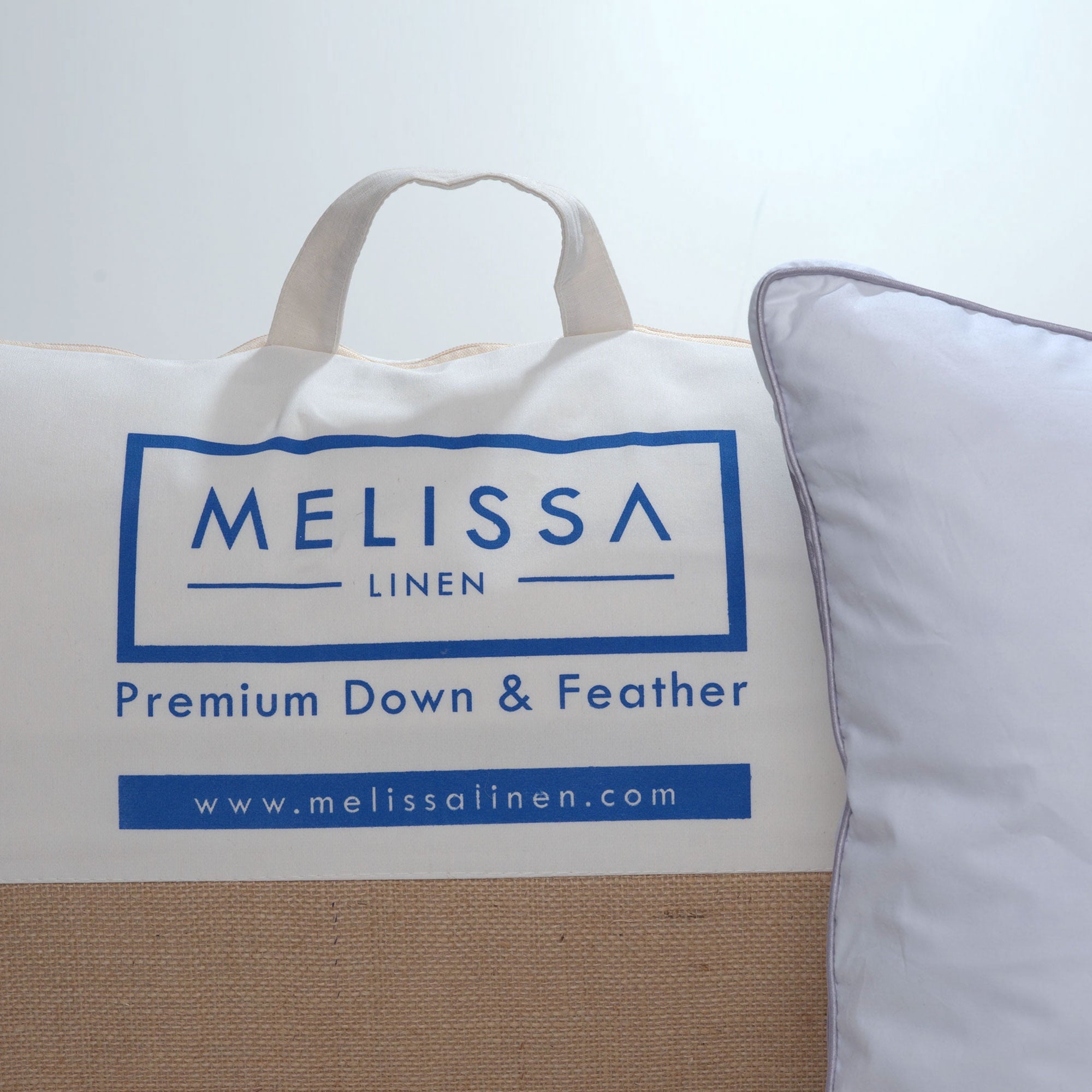 Linen Premium Goose Down Feather Pillow for Bed, Soft & Supportive, Standard Size, White