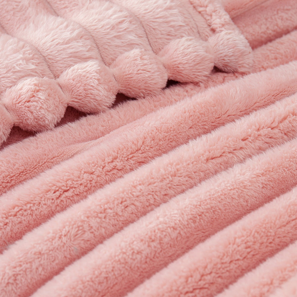 Fleece Throw Blanket for Couch, Super Soft 3D Striped Jacquard Blanket, Lightweight Fuzzy Cozy Blankets, Pink, 50"x60"