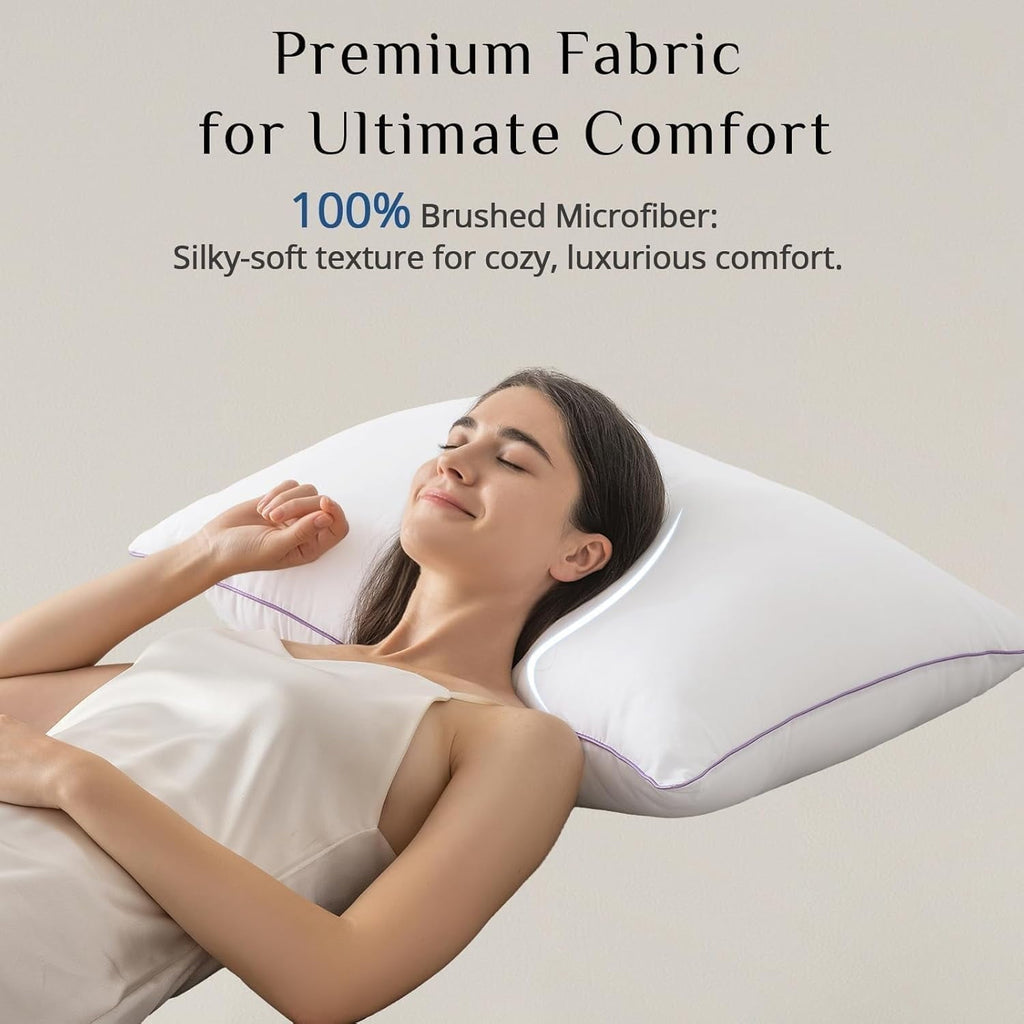 Set of 4, Cooling and Supportive Bed with Super Soft Down Alternative Fill, Luxury Fluffy Hotel Quality for Side, Bac...