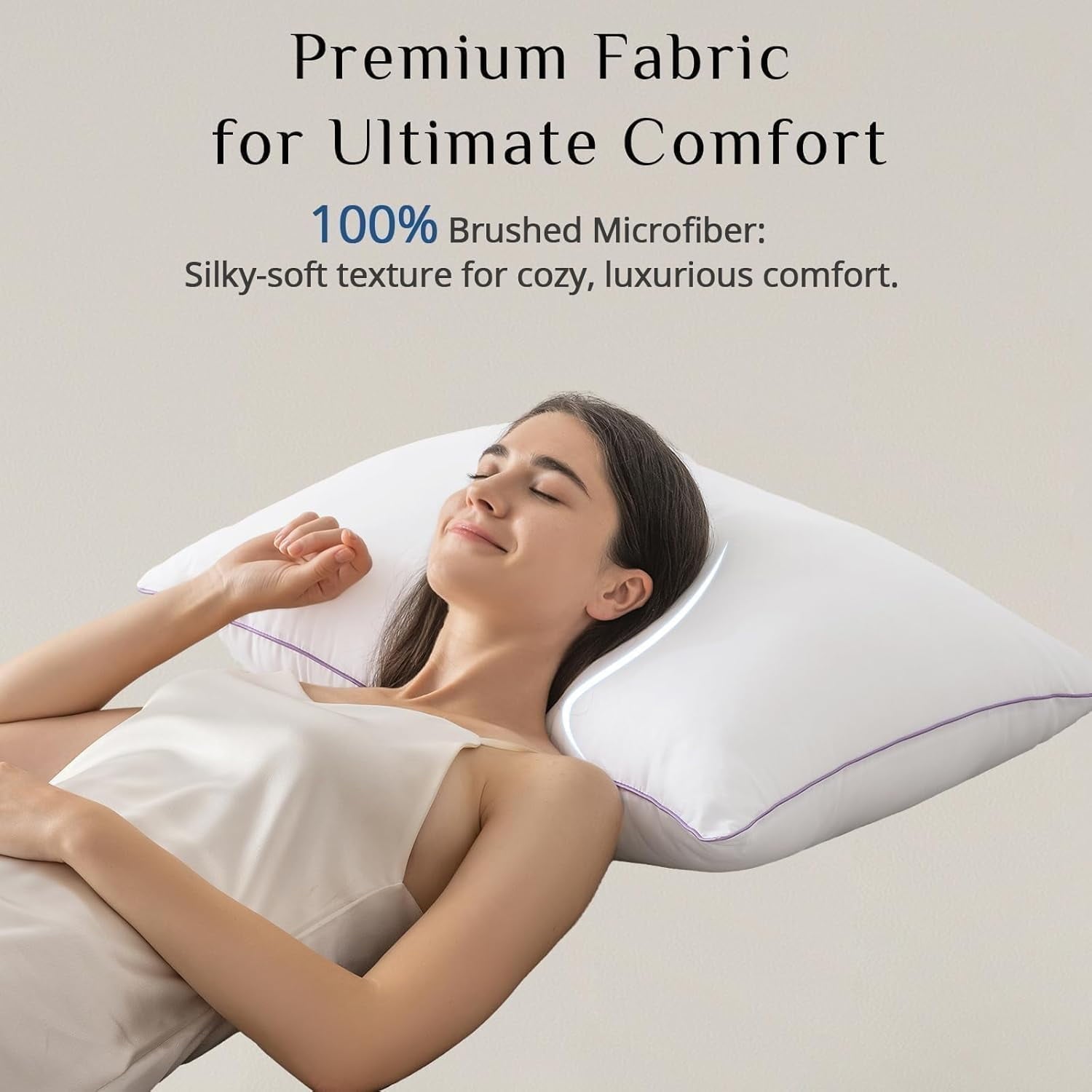 Set of 4, Cooling and Supportive Bed with Super Soft Down Alternative Fill, Luxury Fluffy Hotel Quality for Side, Bac...