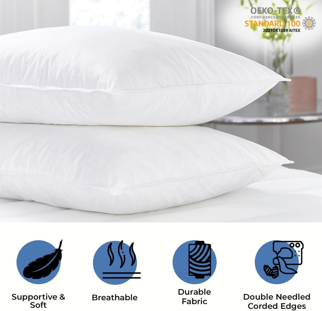 Ryotei Economy Bulk Hotel Pillows 20"x26" Standard (Pack of 12) | Premium Cluster Fiber Fill | Soft Down Alternative ...