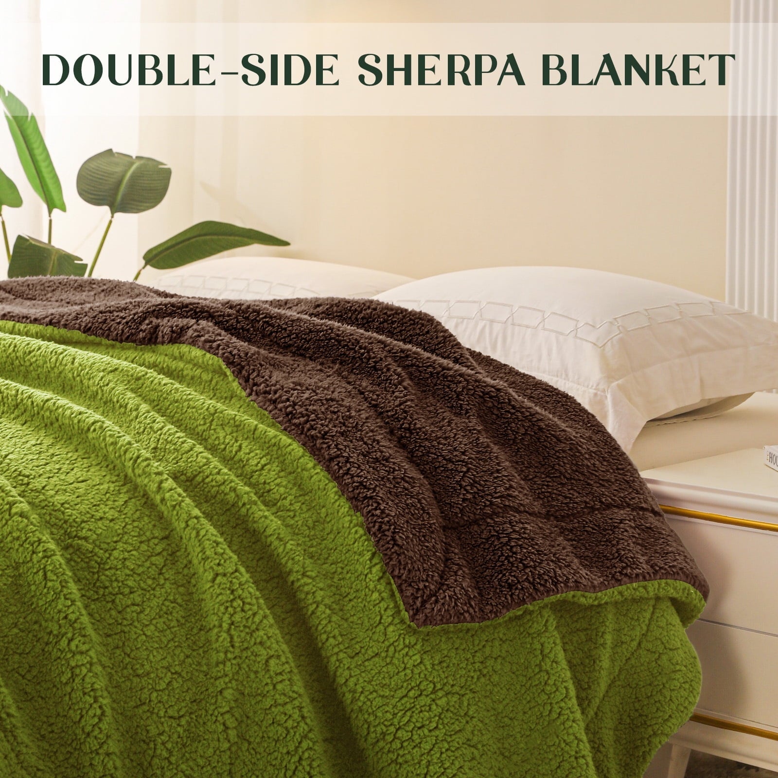 Reversible Sherpa Fleece Throw Blanket for Couch, Soft Plush Blanket for Bed Sofa, Warm Fluffy Blankets for All Seaso...