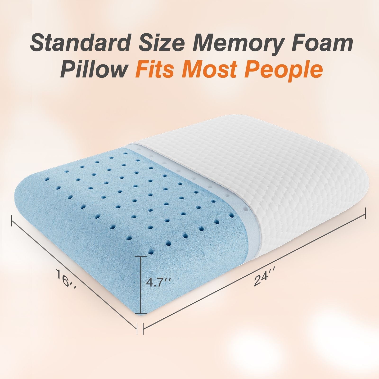 Memory Foam Pillow, Standard Size Pillows for Sleeping, Bed Pillow Soft and Comfortable, 1 Pack
