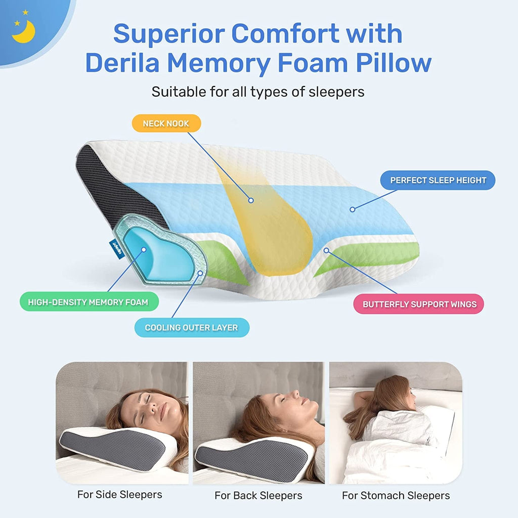 | Cervical Memory Foam Bed Pillow Standard | Neck, Shoulder Pain Relief | Improves Sleeping