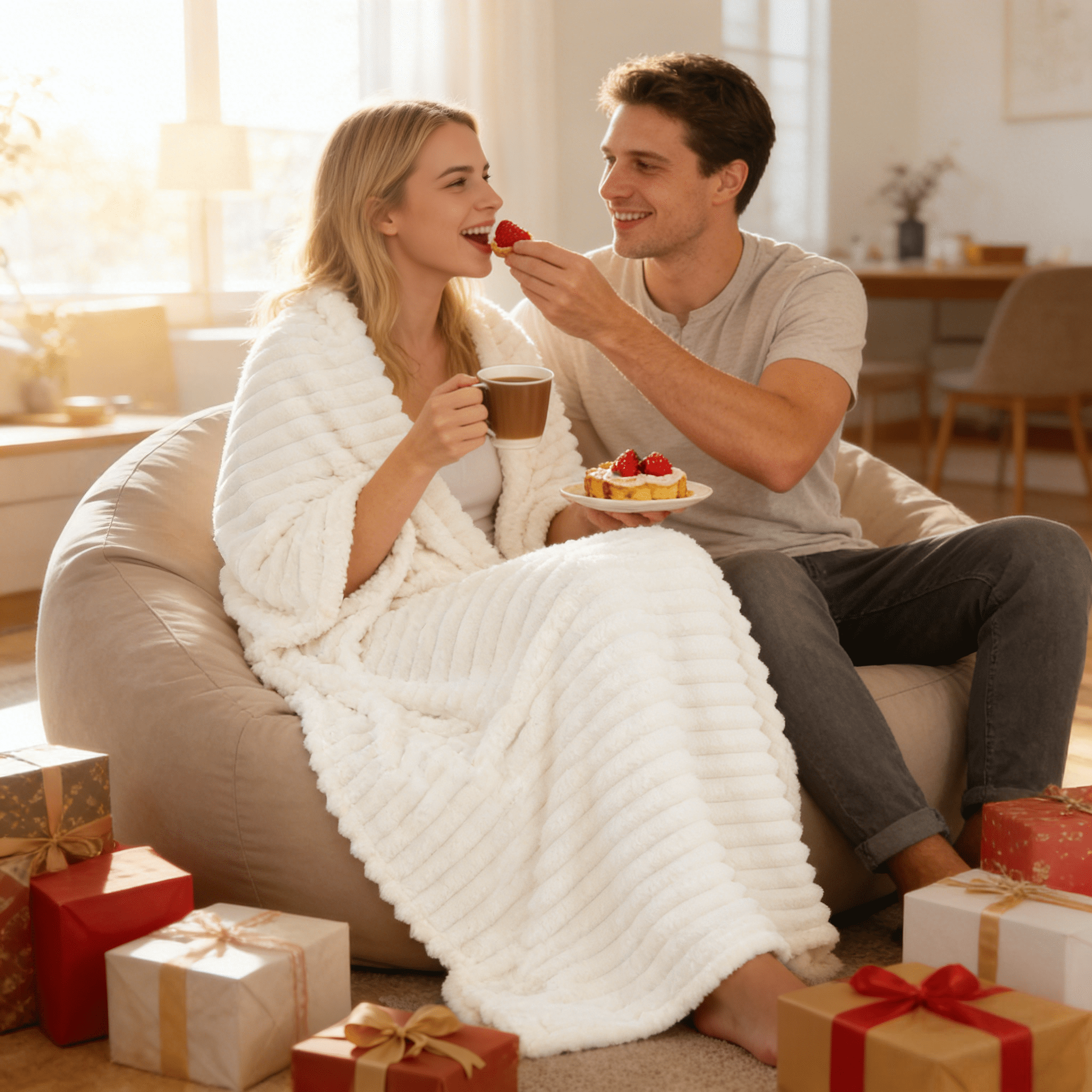 White Fleece Throw Blanket for Couch, Super Soft Cozy Blankets and Throws, Decorative Fleece Blankets for Women Men G...
