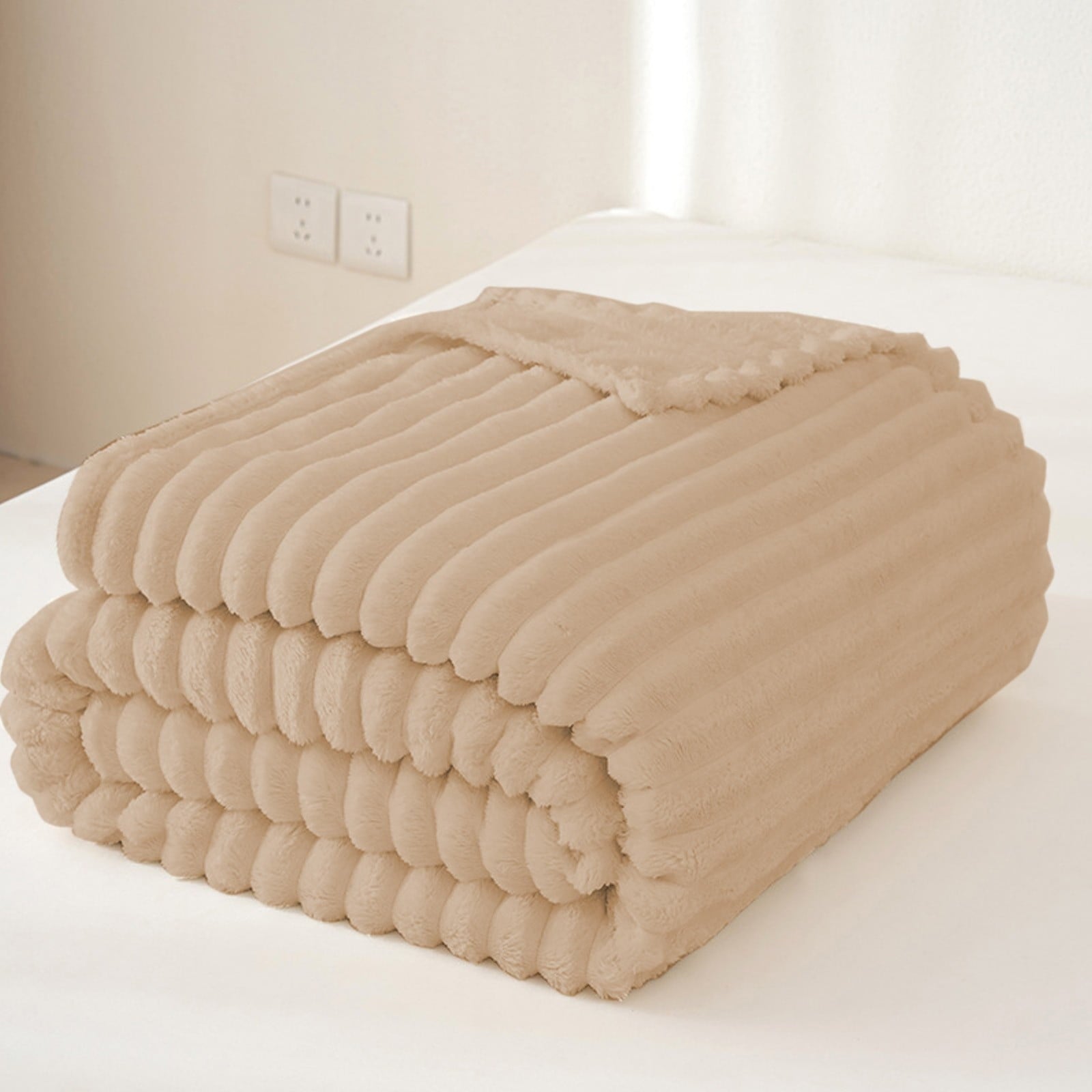 Extra Large Throw Blanket for Couch Home Office Hotel 100% Cotton Super Soft Blanket for Adult 47"x70" Khaki