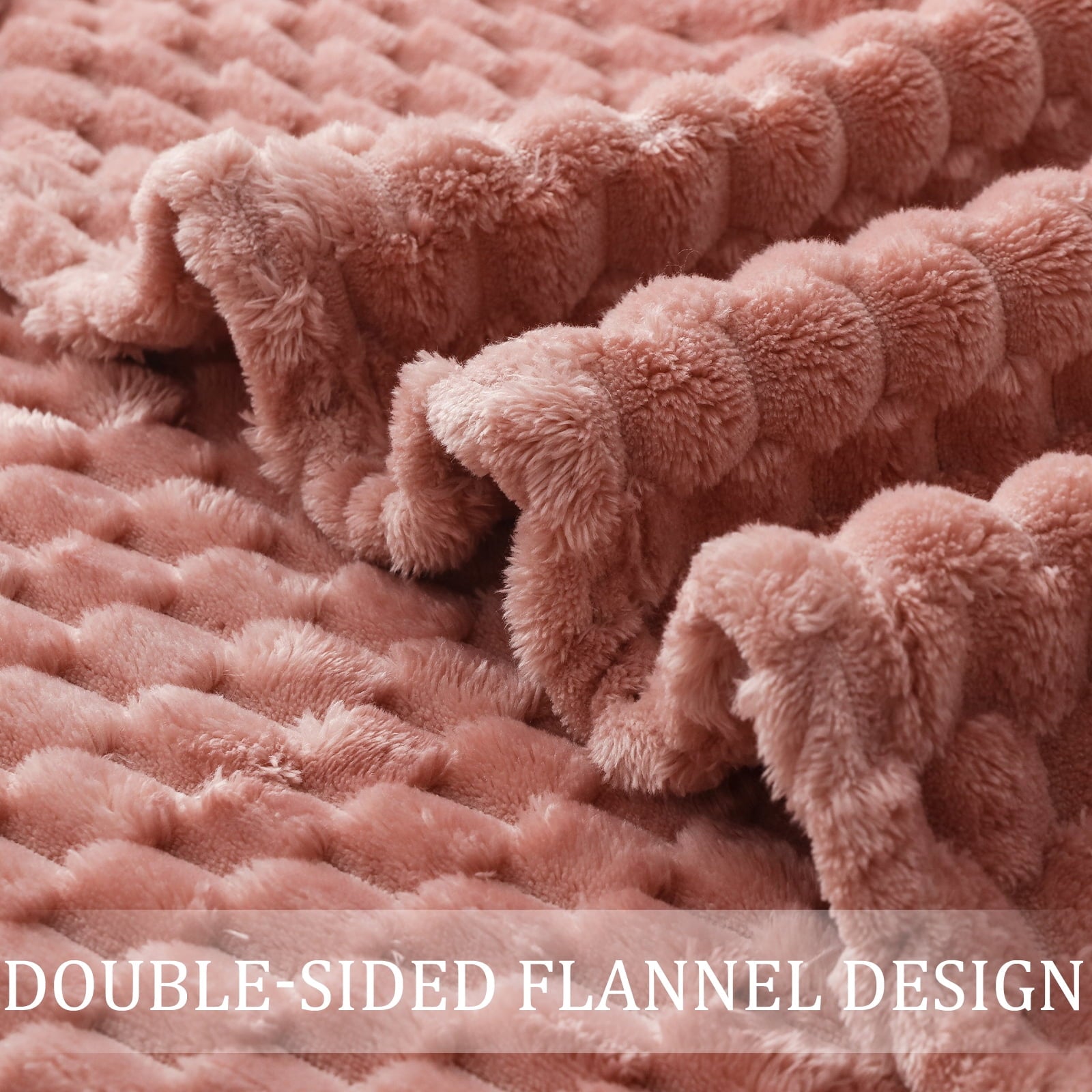 Large Soft Fleece Throw Blanket, 50"x70" Stylish Jacquard Throw Blanket for Couch, Cozy, Warm, Lightweight Dusty Pink...