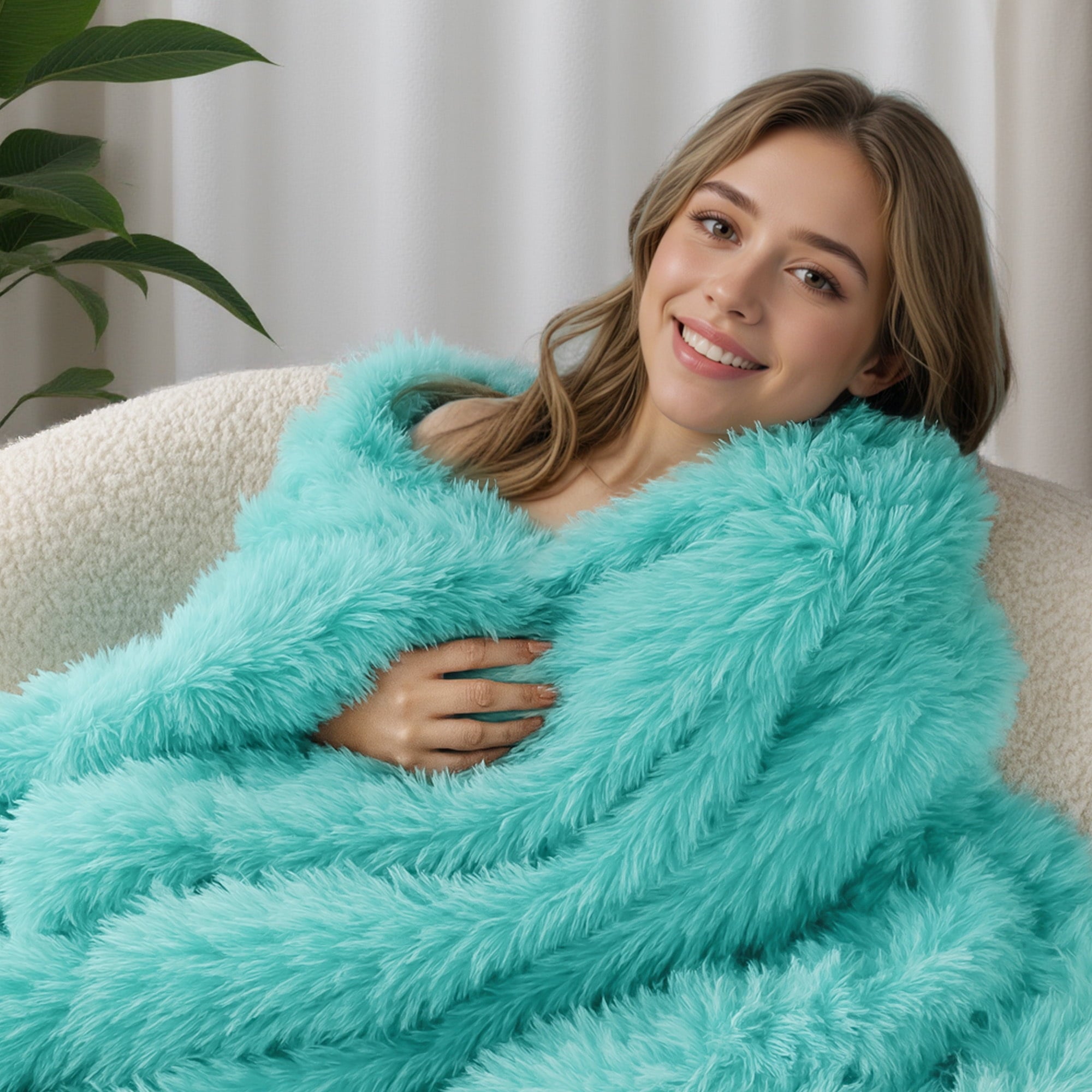 Fuzzy Faux Fur Throw Blanket, Reversible Shaggy Sherpa Fleece Blankets,Fluffy Plush Warm Throws for Couch, Bed, 50x60...