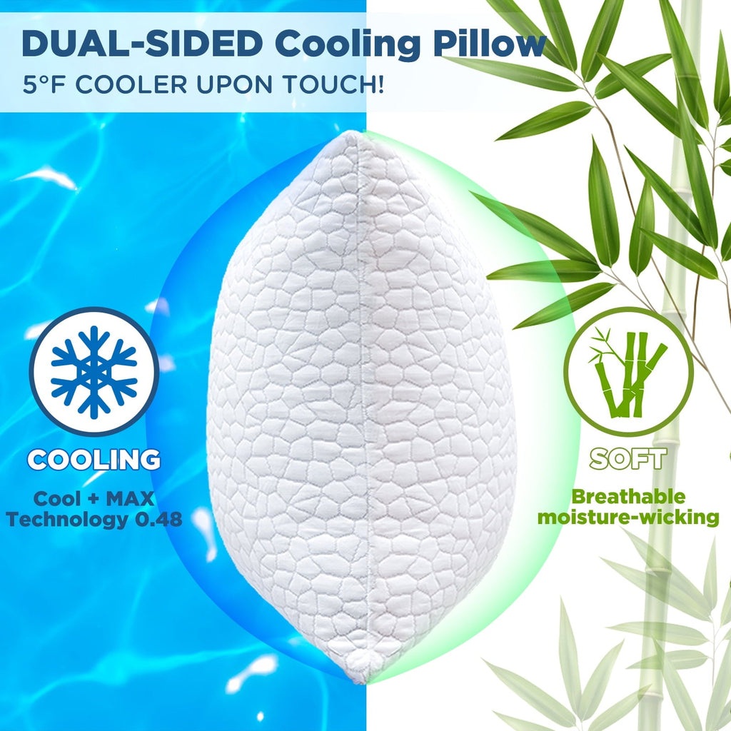 Cooling Bed Pillows Queen Size Set of 2, Shredded Memory Foam Pillows for Sleeping 2 Pack, Adjustable Soft Firm Pillo...