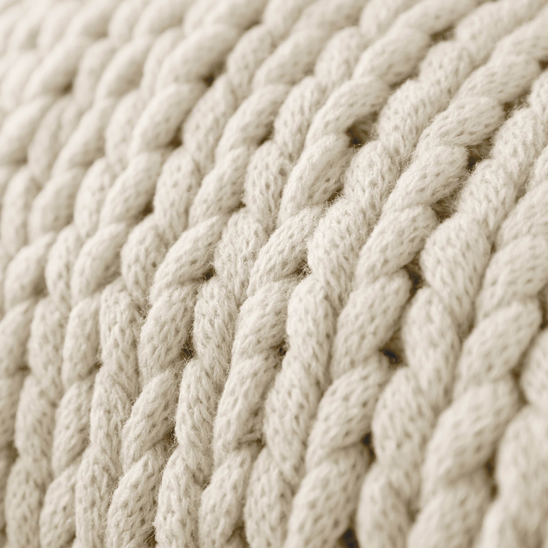 Soft & Cozy Chunky Hand-Knit Throw Blanket, Ivory
