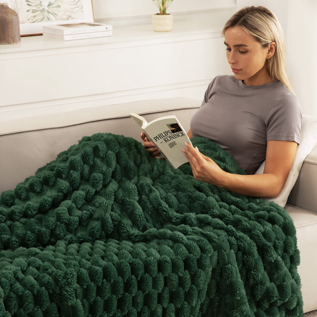 50"x60" Throw Blanket for Couch with Expanded 3D-Jacquard Pattern, Fuzzy Soft Cozy Exquisite Blankets or All Season, ...