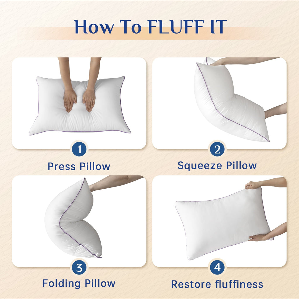 Pillows Standard Size Set of 2, Hotel Down Alternative Sleeping Bed Pillows for Side Back Stomach Sleepers