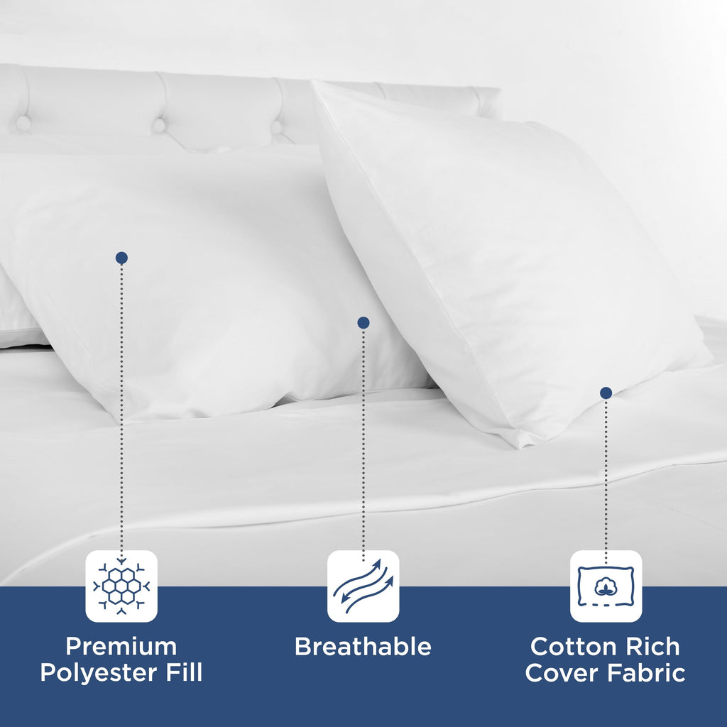 2-Pack Down Alternative White Bed Pillows, Standard