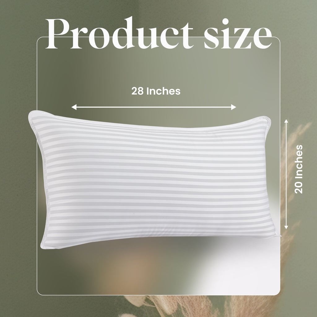 Bed Pillow with White Stripes - Set of 2 - Ultra Cozy & Relaxing For Adults, (Queen, 28"L x 20" W)