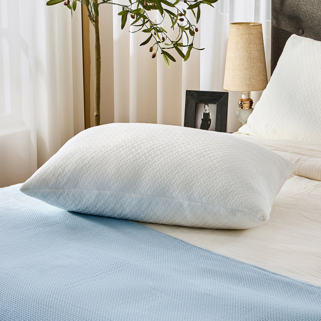2 Pack Bed Pillow, Shredded Gel Memory Foam Pillow, Standard Queen, Medium, Made in USA