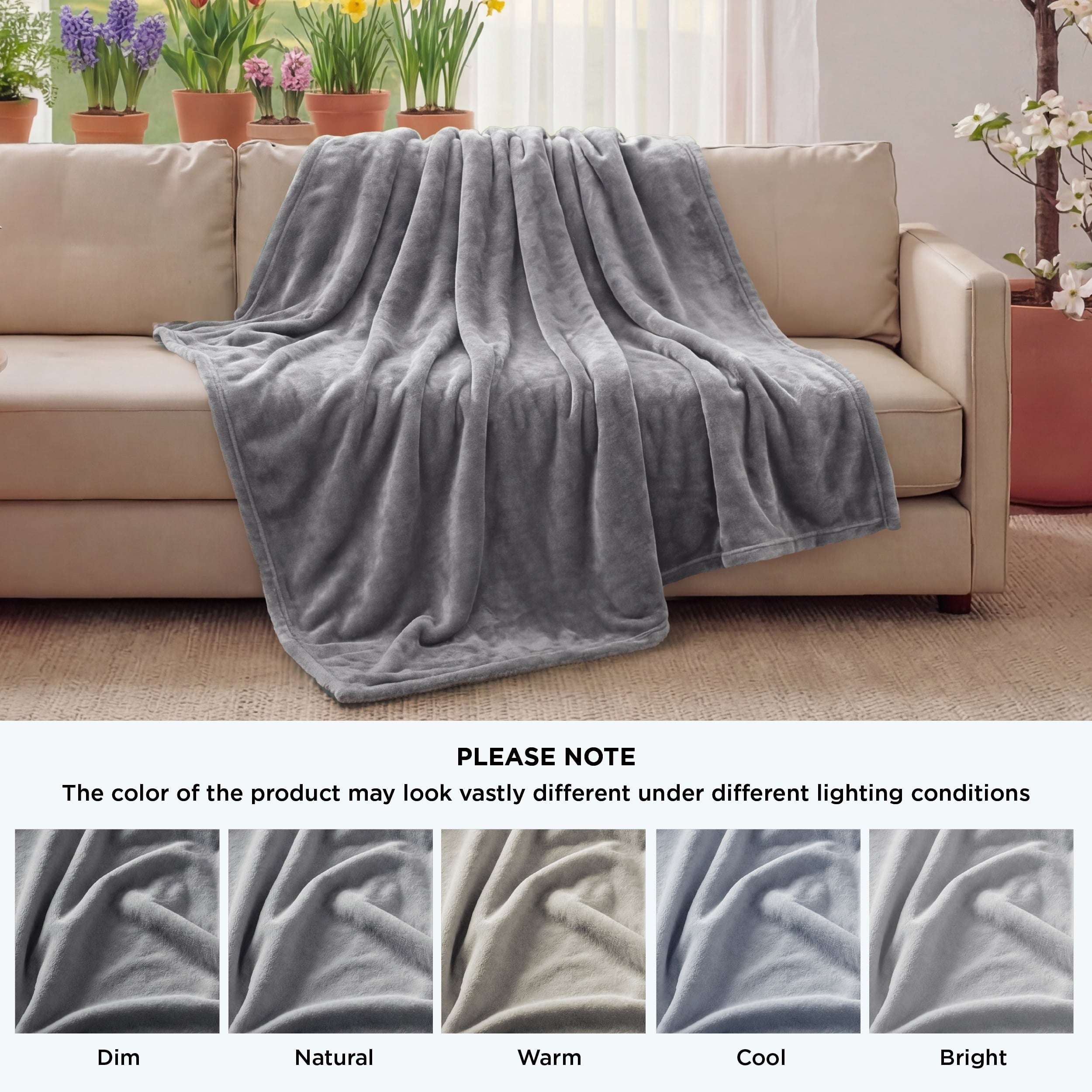 Fleece Throw Blanket for Couch Grey, Lightweight Plush Fuzzy Cozy Soft Blankets and Throws for Sofa, 50x60 inches