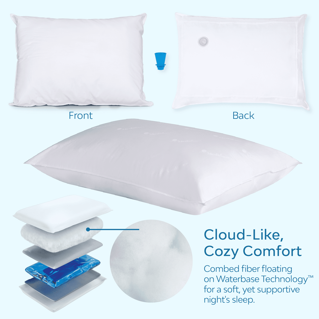 Fiber Water Pillow: Adjustable Pillow for Neck Pain Relief, Pillow for Side, Back, and Stomach Sleepers, The Original...