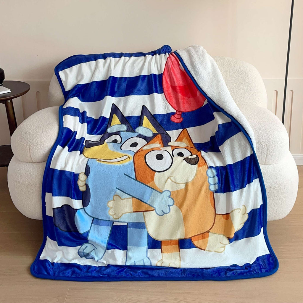 Happy Hugs Kids Silk Touch Throw Blanket with Sherpa Reverse, 46 x 60 inches Blue – Soft Plush Fleece Throw Blanket