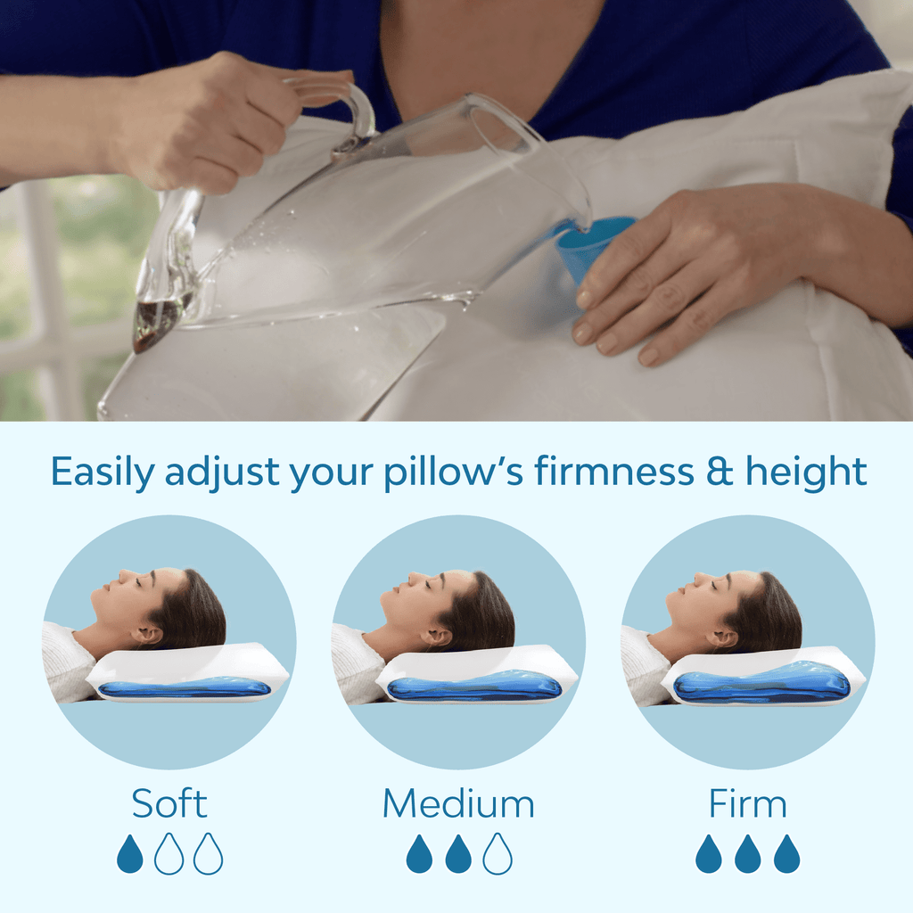 Fiber Water Pillow: Adjustable Pillow for Neck Pain Relief, Pillow for Side, Back, and Stomach Sleepers, The Original...