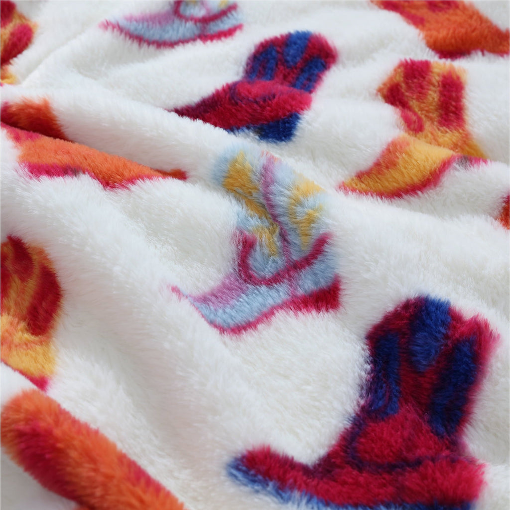50" x 60" Cowboy Western Faux Fur Throw for Teens and Young Adults