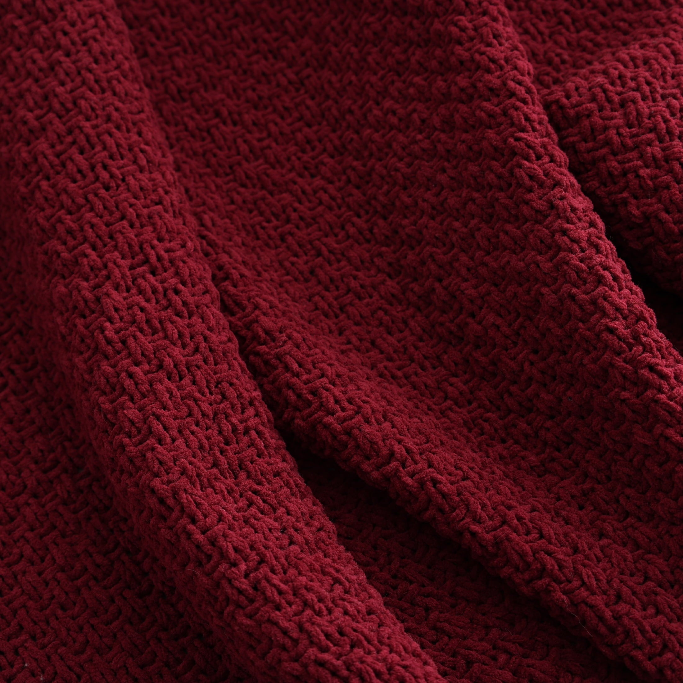 Chenille Knit Super Soft Oversized Throw Blanket, Merlot Wine