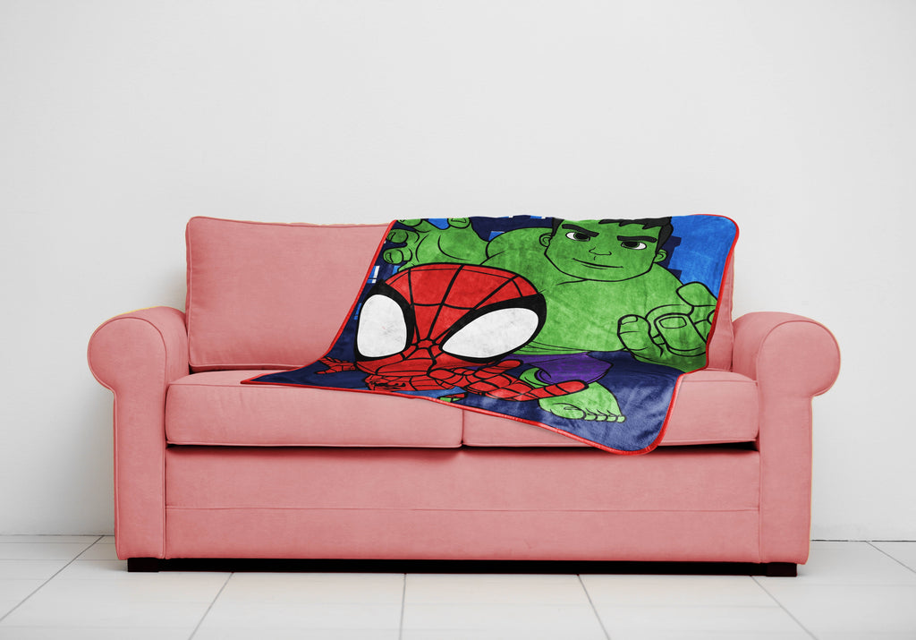Spidey & His Amazing Friends Kids Throw, 46 x 60, Microfiber, Blue, Marvel