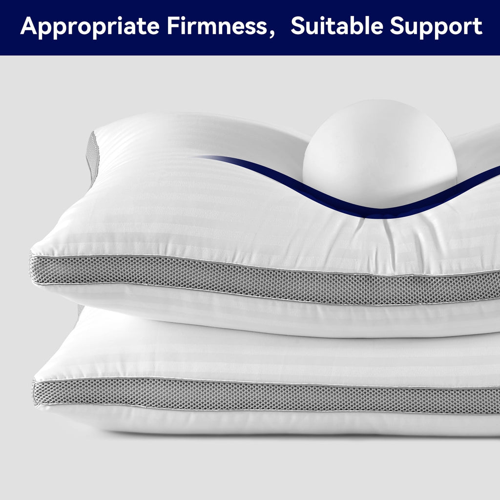 Bed Pillows for Sleeping, Queen Size Set of 2, Sandwich Mesh with Breathable Sides, Premium Medium pillows for Back, ...