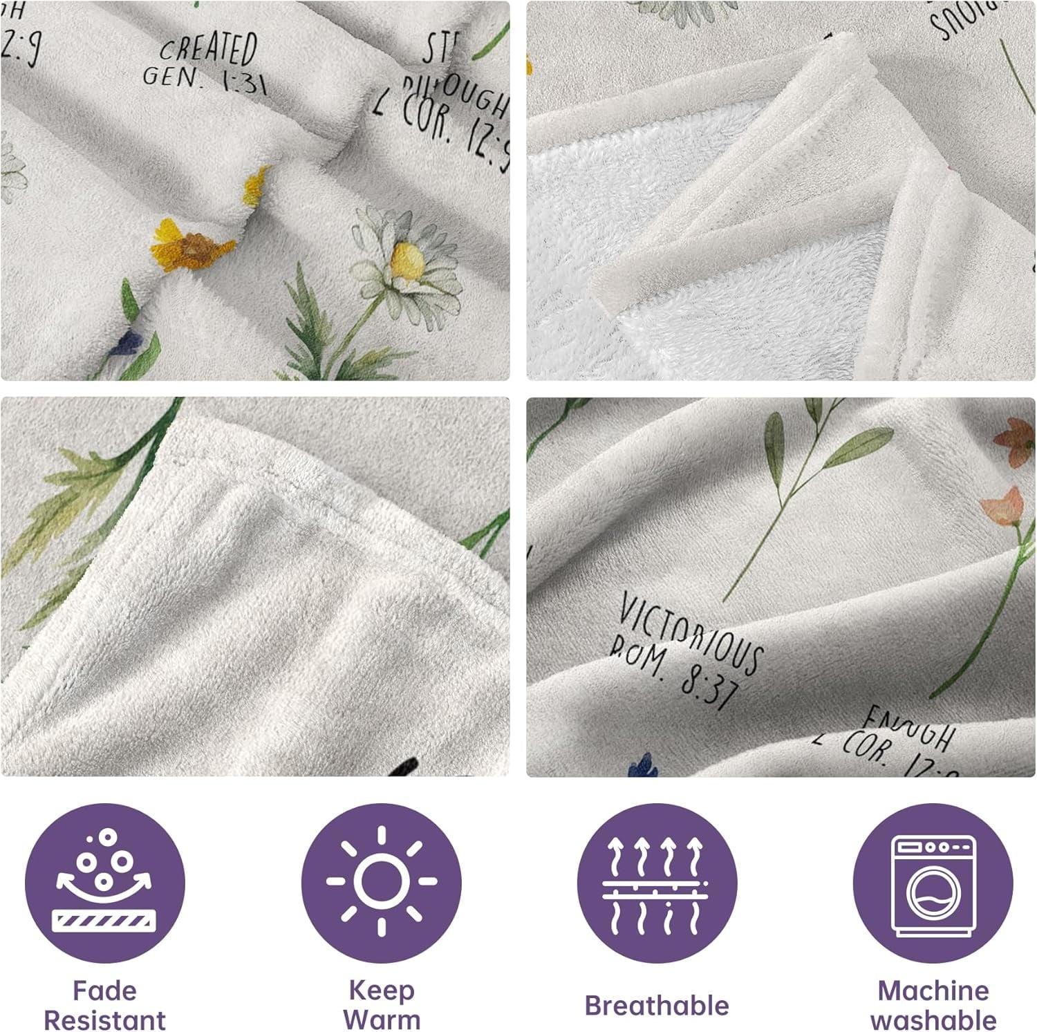Christian Gifts for Women, Christian Blanket with Flowers, Birthday Gifts for Women, Inspirational, Religious Gifts f...
