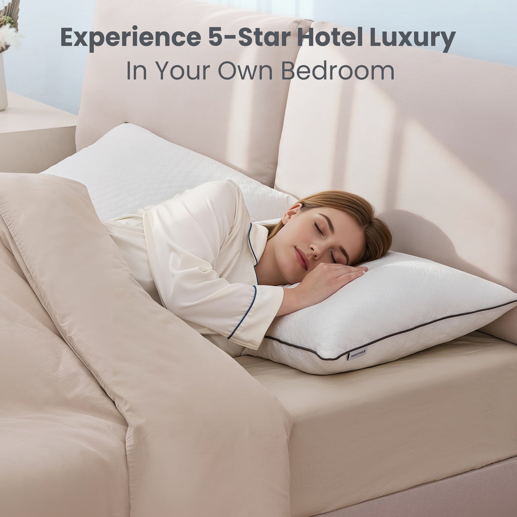 Bed Pillows Hotel Collection Luxury Down Alternative Pillow for Beds 2 Pack, Medium Support for Side & Back Sleepers ...