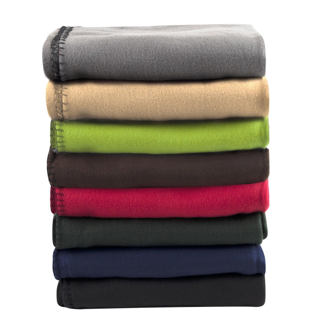 24 pack Trail maker 60”L x 50”W Solid Color Hypoallergenic Fleece Throw Blankets in Assorted Colors
