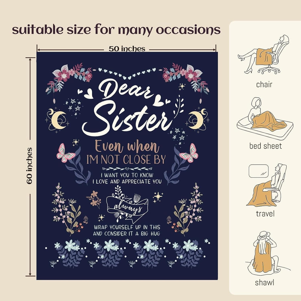 Sister Gifts Blanket, Sisters Gifts on Mother's Day, Blanket Present for Sisters on Valentine's Day, Happy Birthday S...
