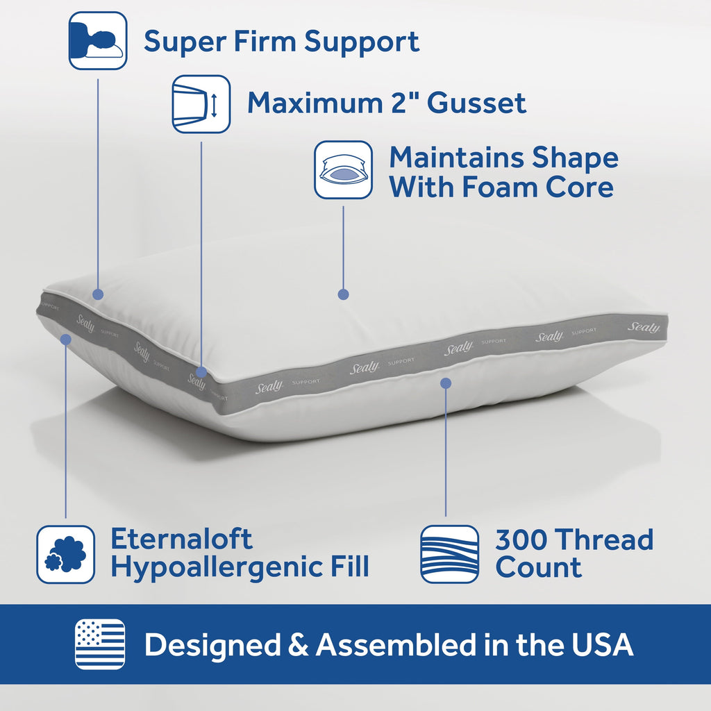 Extra Firm Support Foam Core Pillow 2pk, King