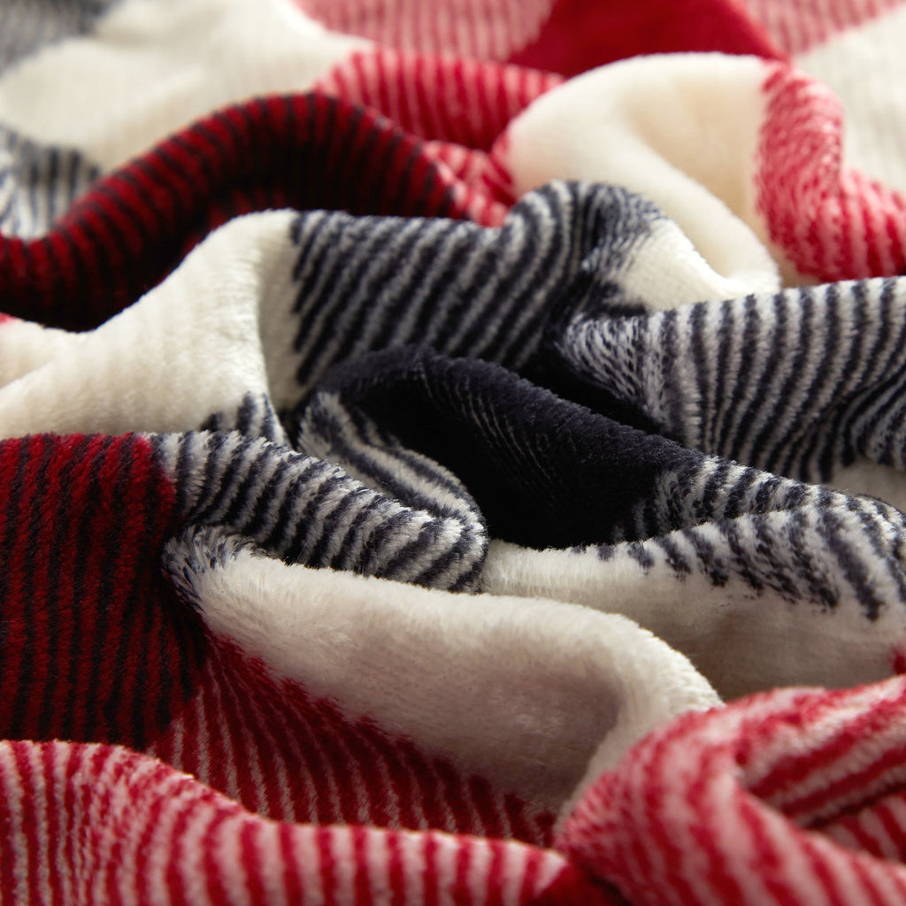 Cozy Plush Throw Blanket, Red Plaid 50" x 60" All Ages