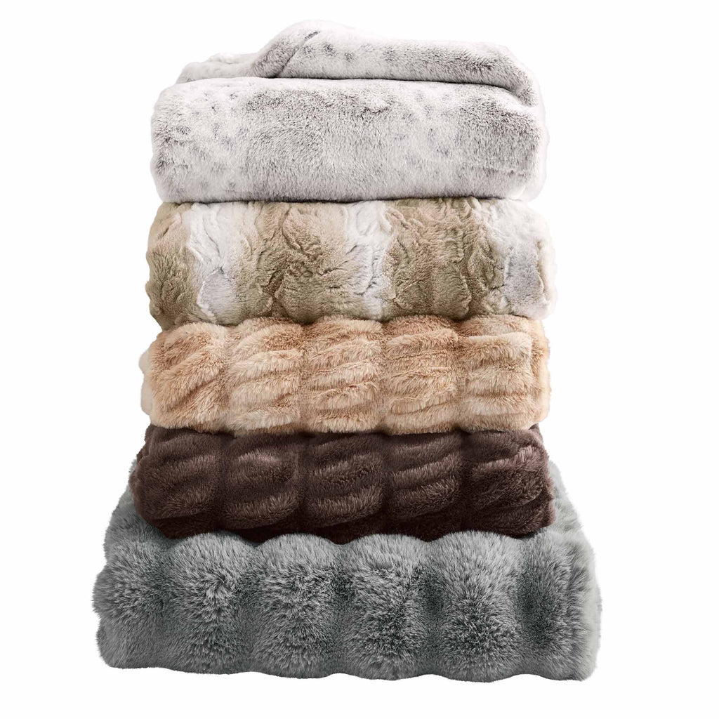 Almond Biscuit Ombre Faux Fur Throw, 50"x72"