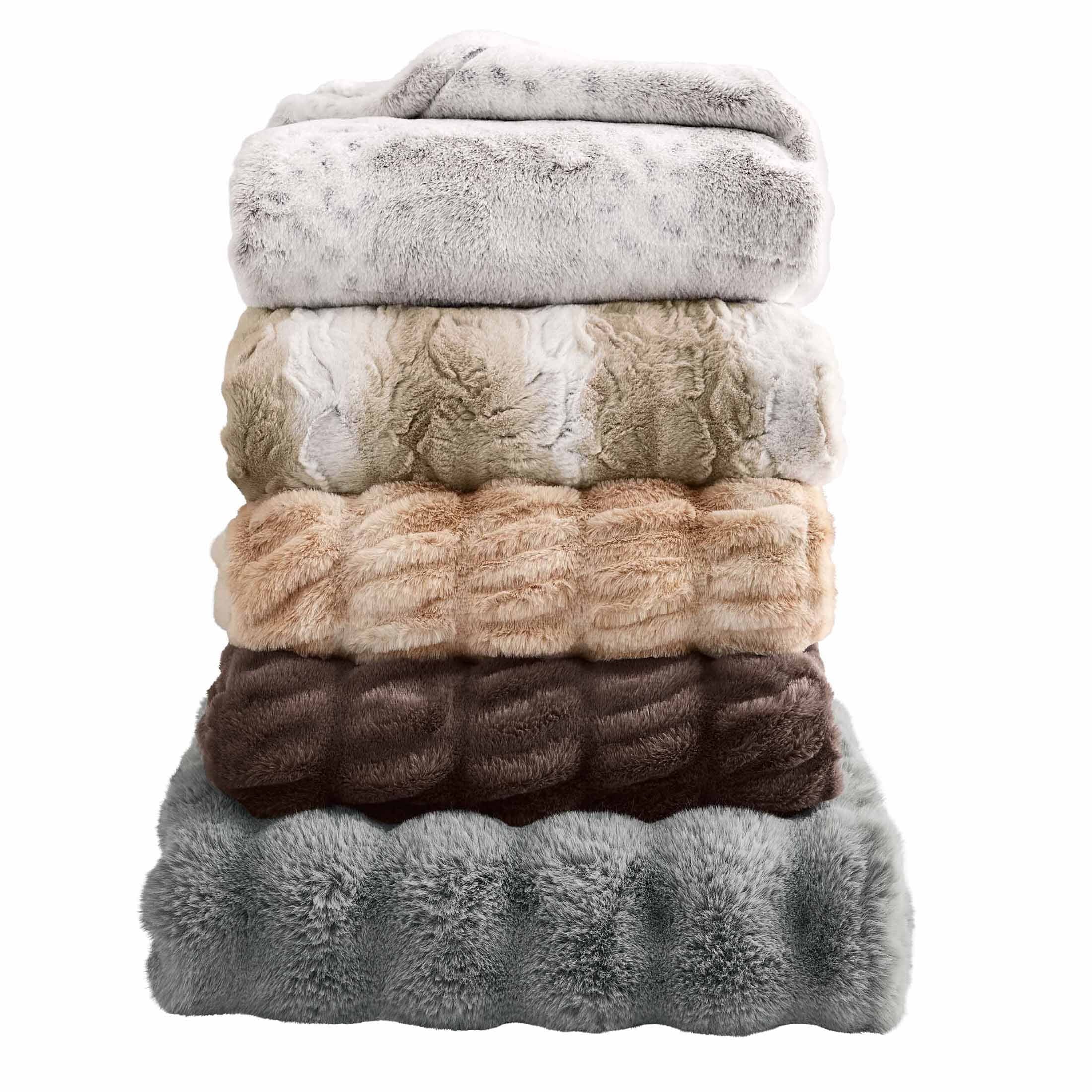 Almond Biscuit Ombre Faux Fur Throw, 50"x72"