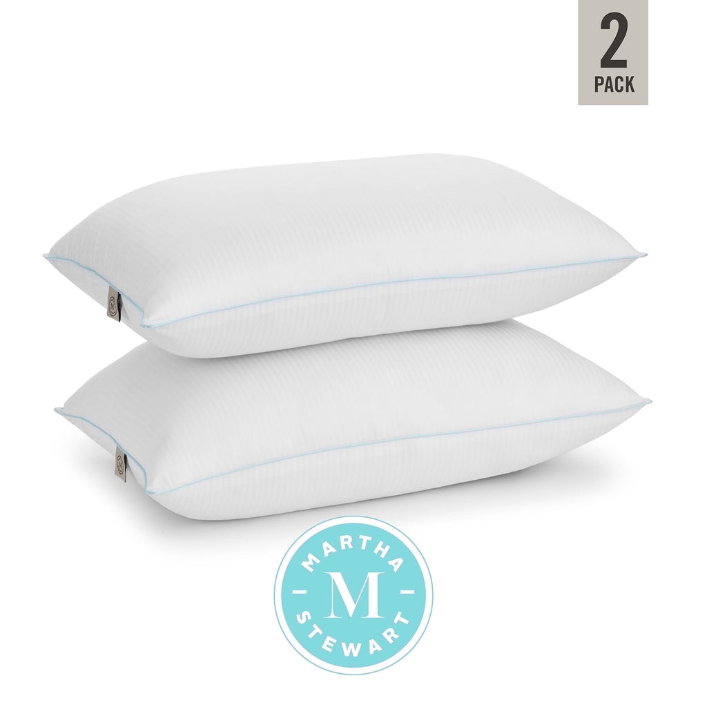 Classic Stripe Bed Pillows Standard / Queen Size Set Of 2, Enhanced Loft Plush Pillow for All Sleep Positions, 20" x ...