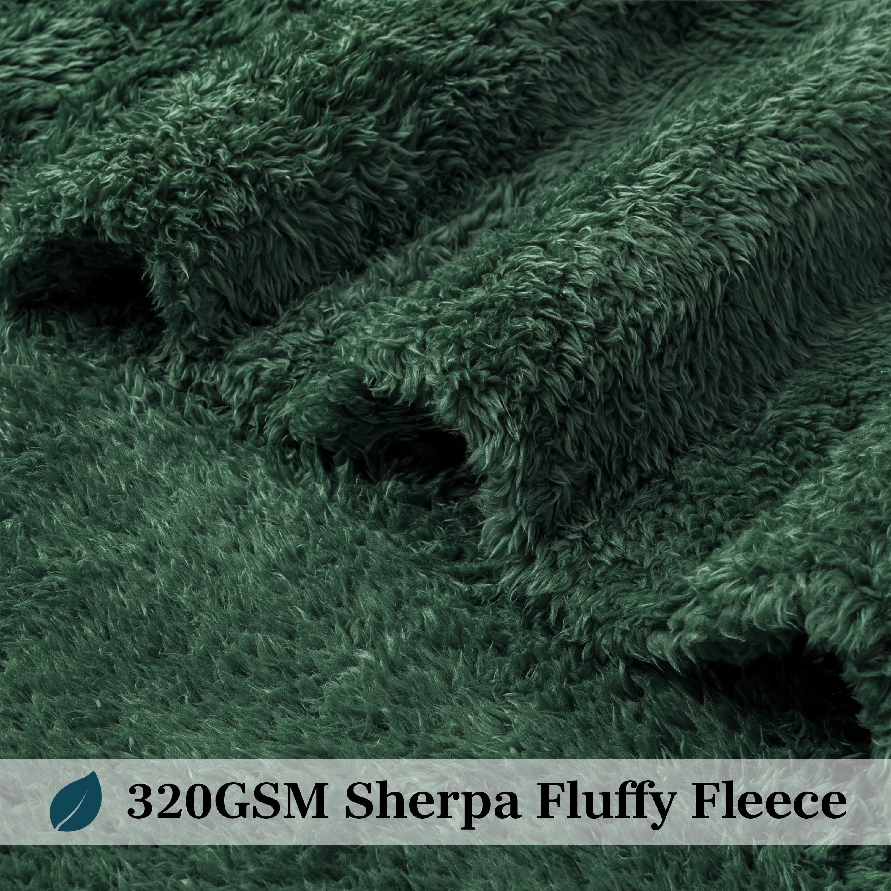 Sherpa Throw Blanket For Couch Sofa, Emerald Green Fluffy Warm Plush Blanket for Bed, Cozy Super Soft Lightweight Thr...