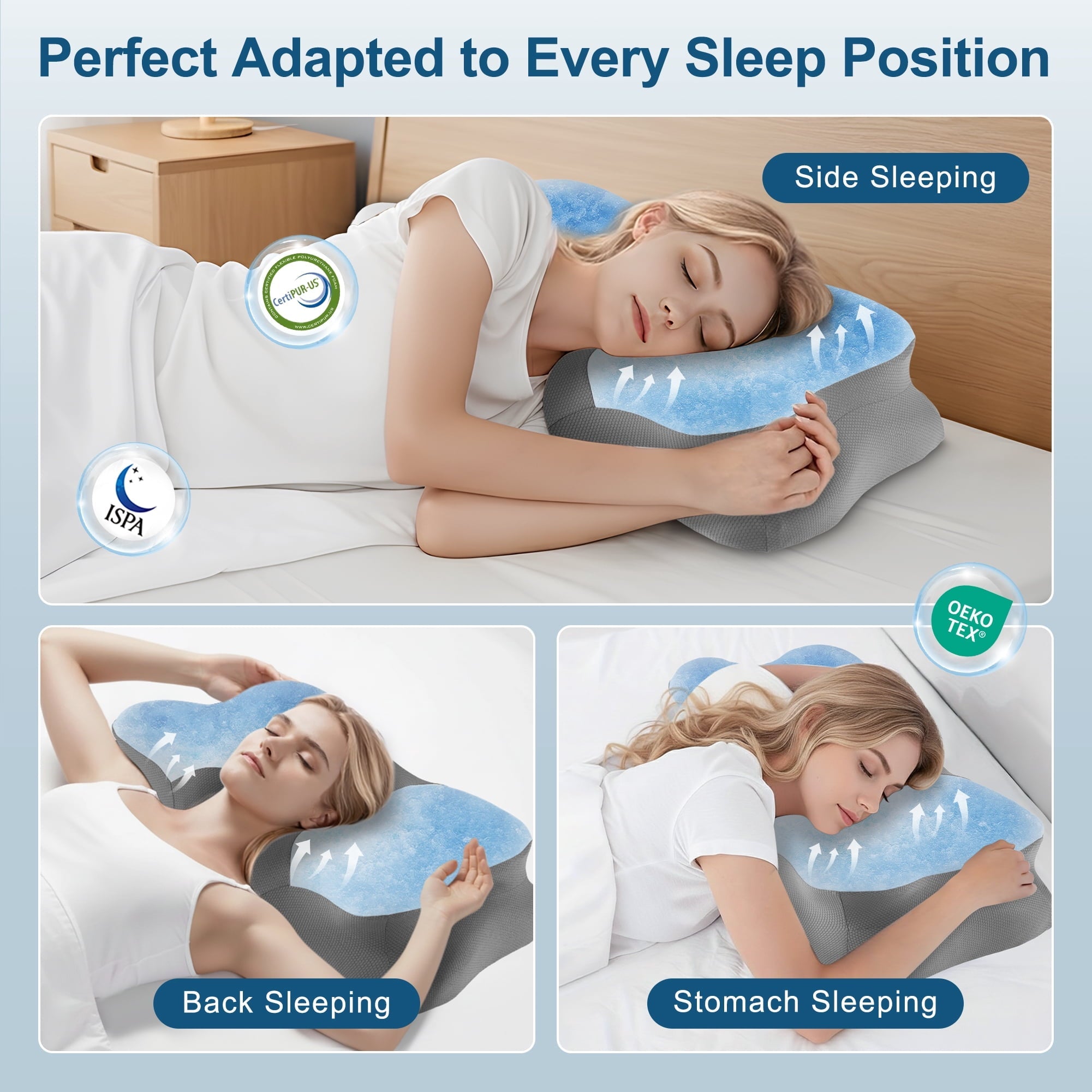 Memory Foam Cervical Pillow for Sleeping Support - Orthopedic Bed Pillow for Neck, Shoulder Pain Relief, Adults, Side...